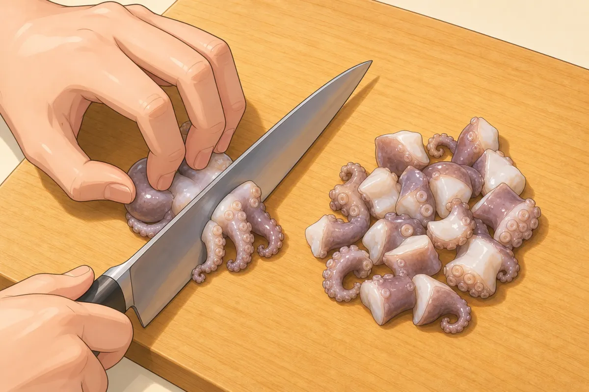 Cut the rest into 1 cm pieces.