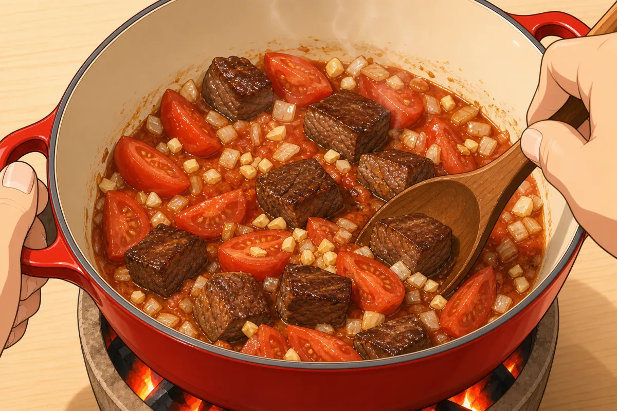Deglaze with the vegetables