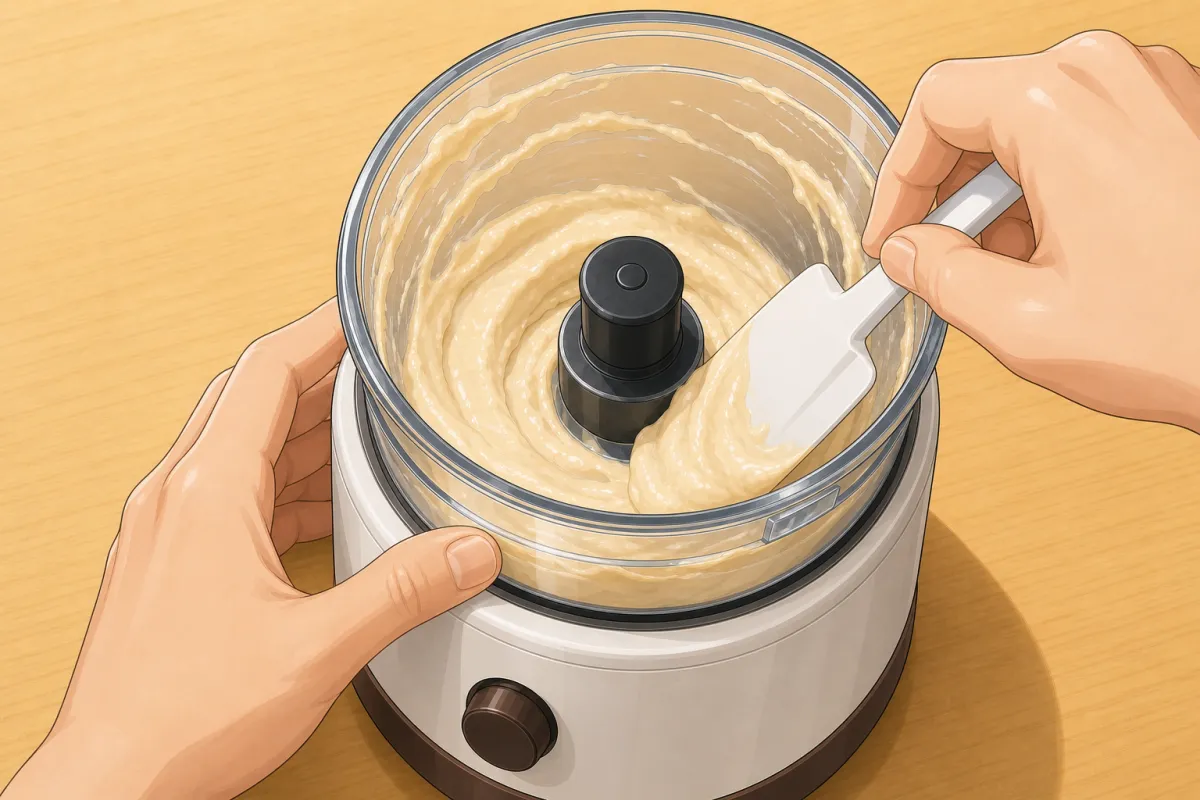 Grind the almonds and cashews with the yogurt; scrape down the sides.