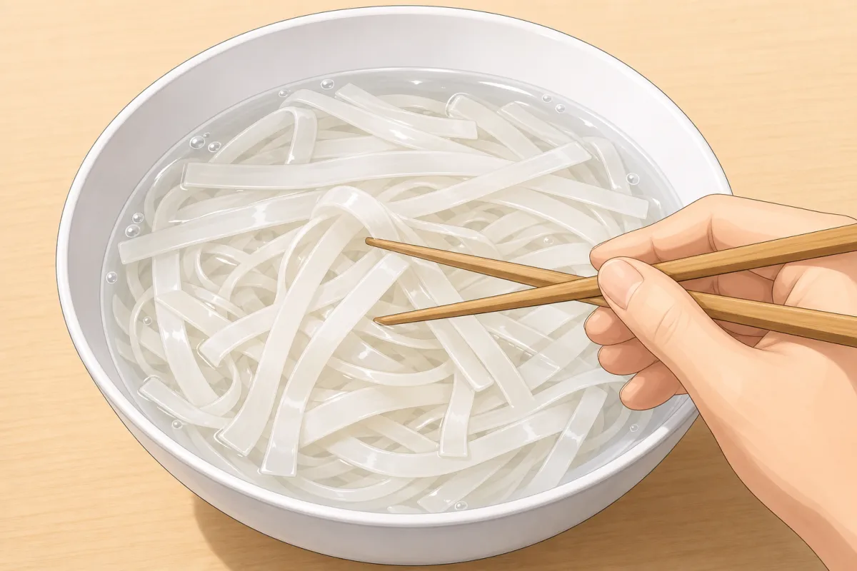 Soak or boil the noodles per the packet’s stir-fry instructions — stop while they still have a little bite.