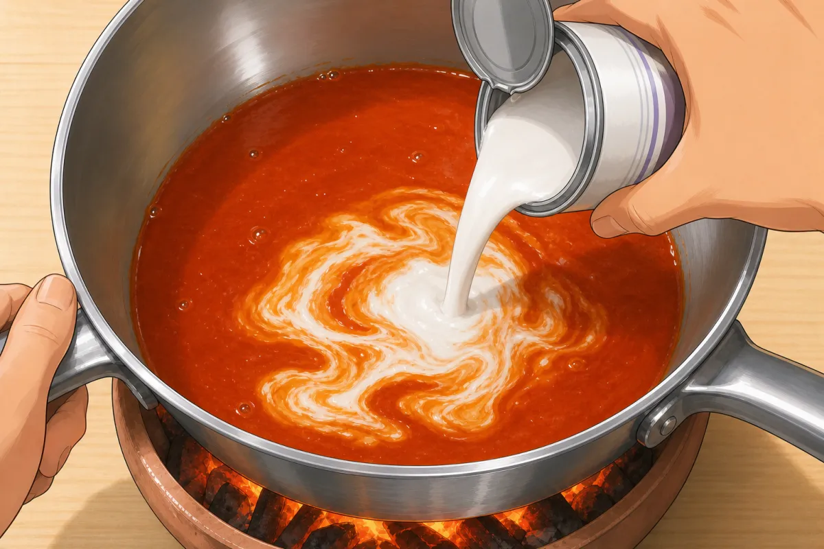 Heat to high, pour in the whole can of coconut milk.