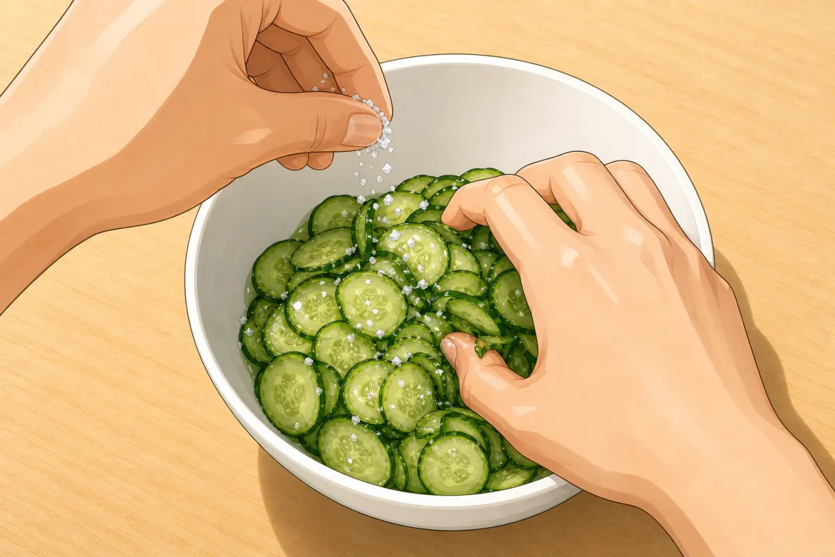 Toss with the salt and leave 10 minutes.