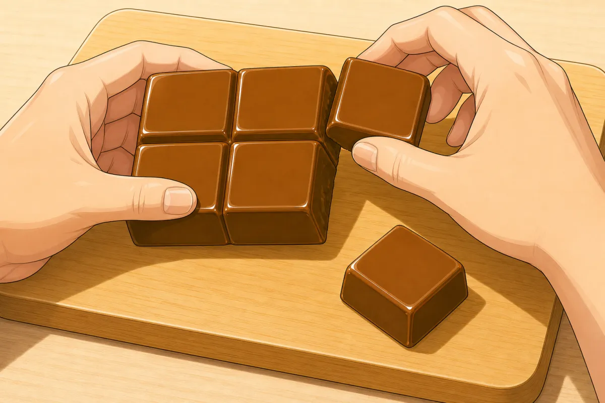 Break two cubes off the roux block.