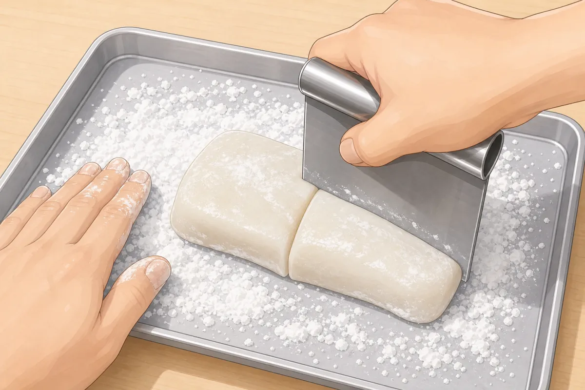 Cut into six with a dusted bench scraper.