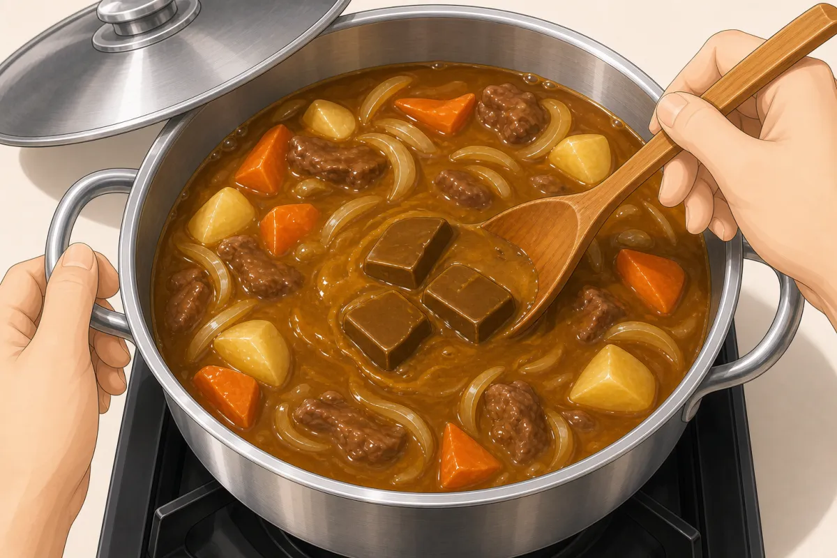Stir until every piece has melted.