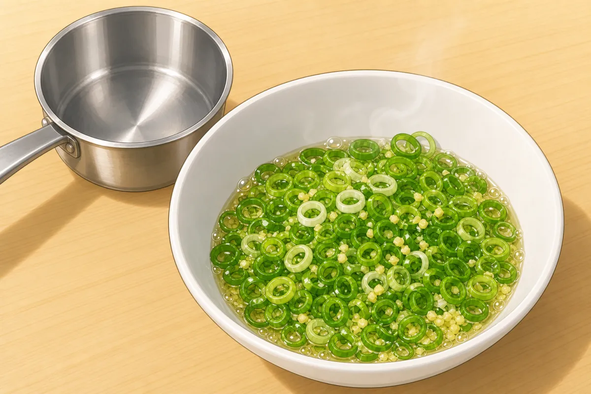Pour hot oil over