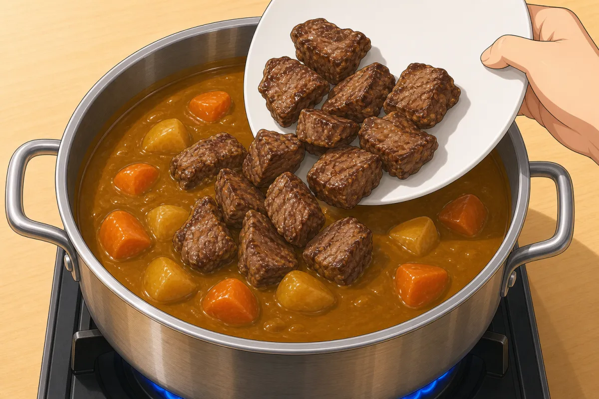 Add the roasted beef (or the fried porcini).