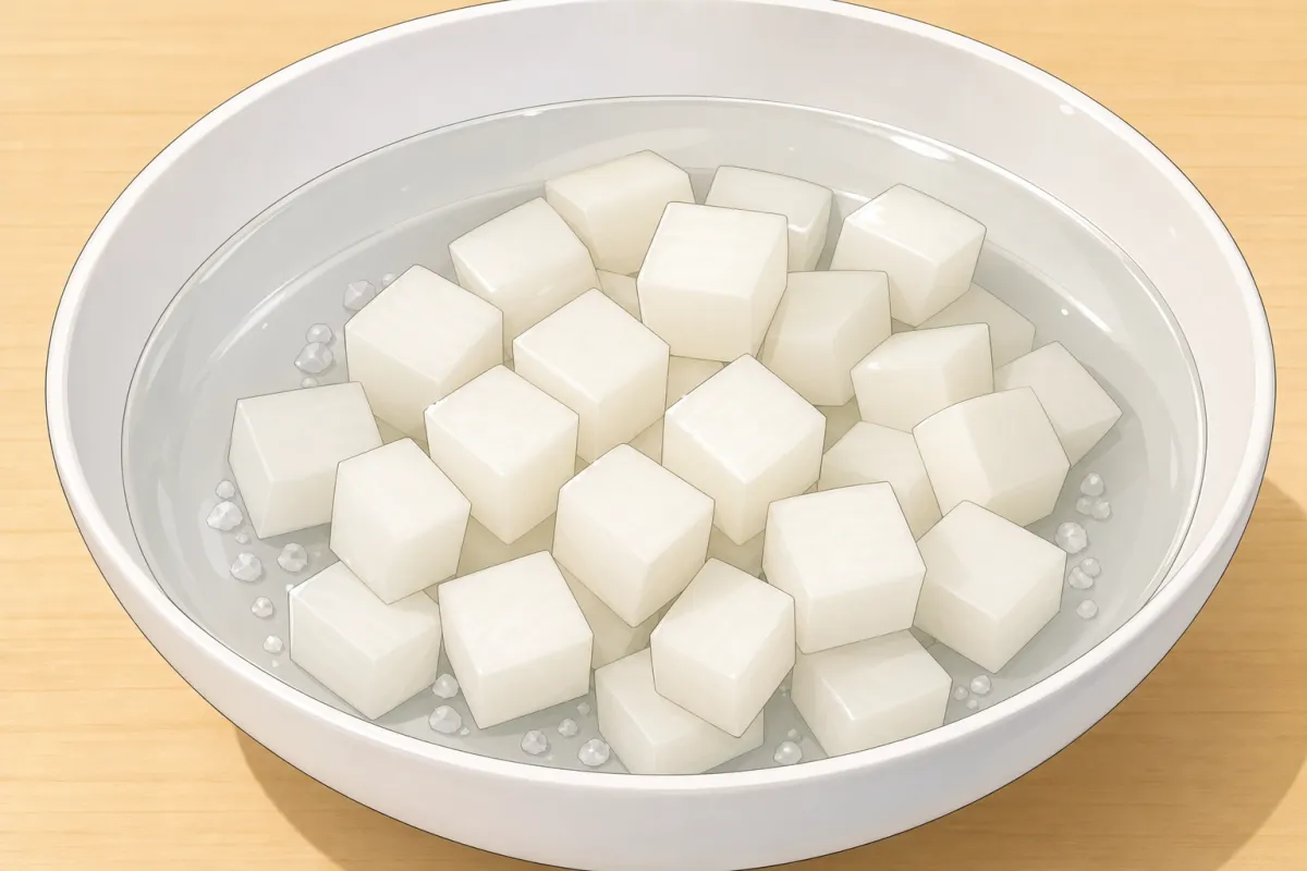 Cube and soak the radish