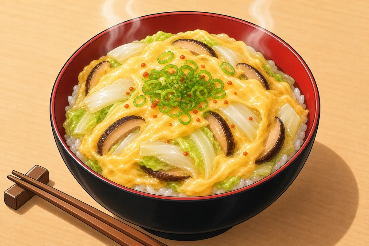 Napa cabbage & shiitake egg bowl