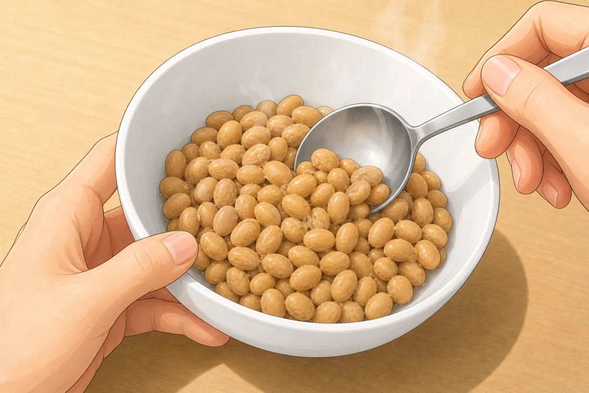 Spore water over the beans while they're still steaming hot; fold gently.