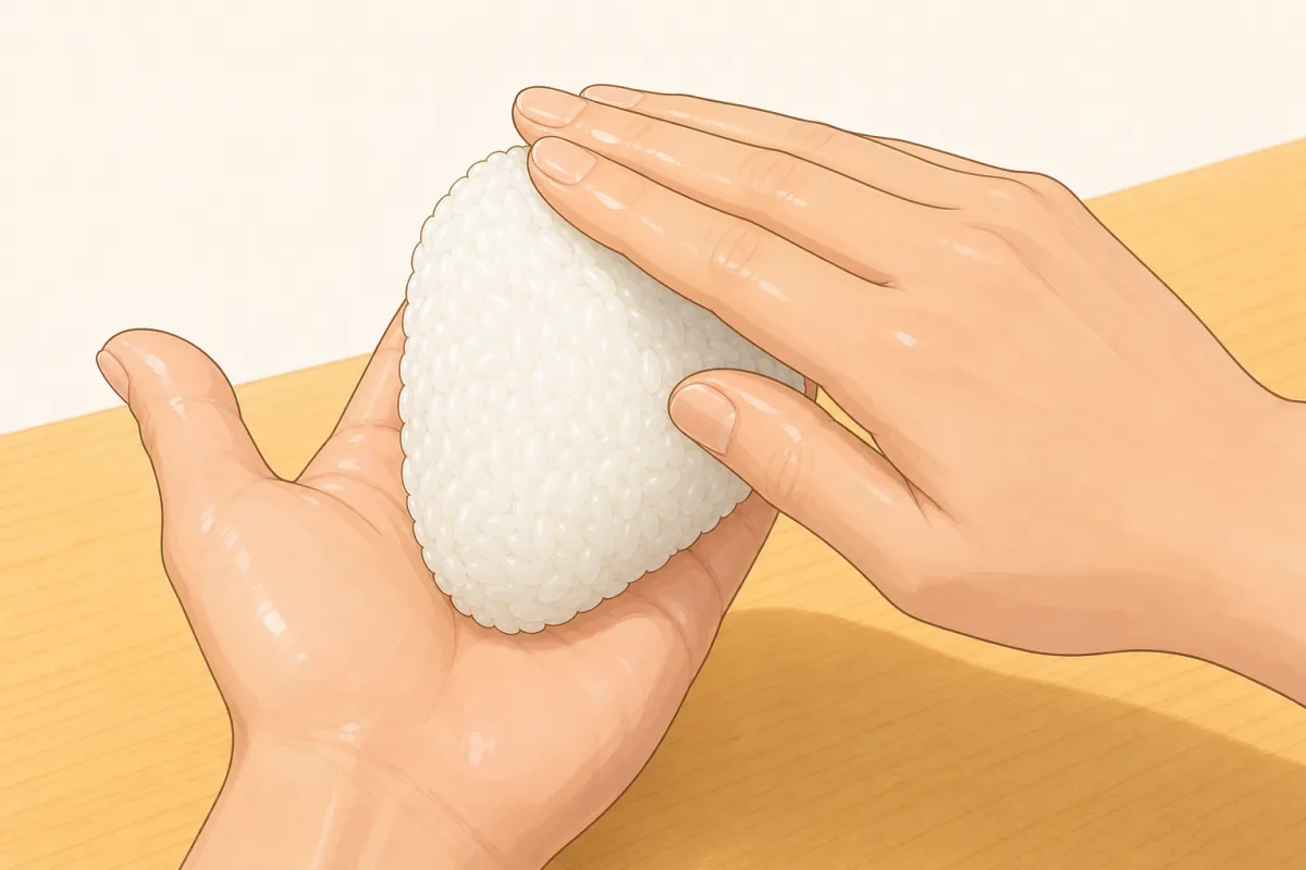 1–2 tsp of filling in the well, then cover with more rice.