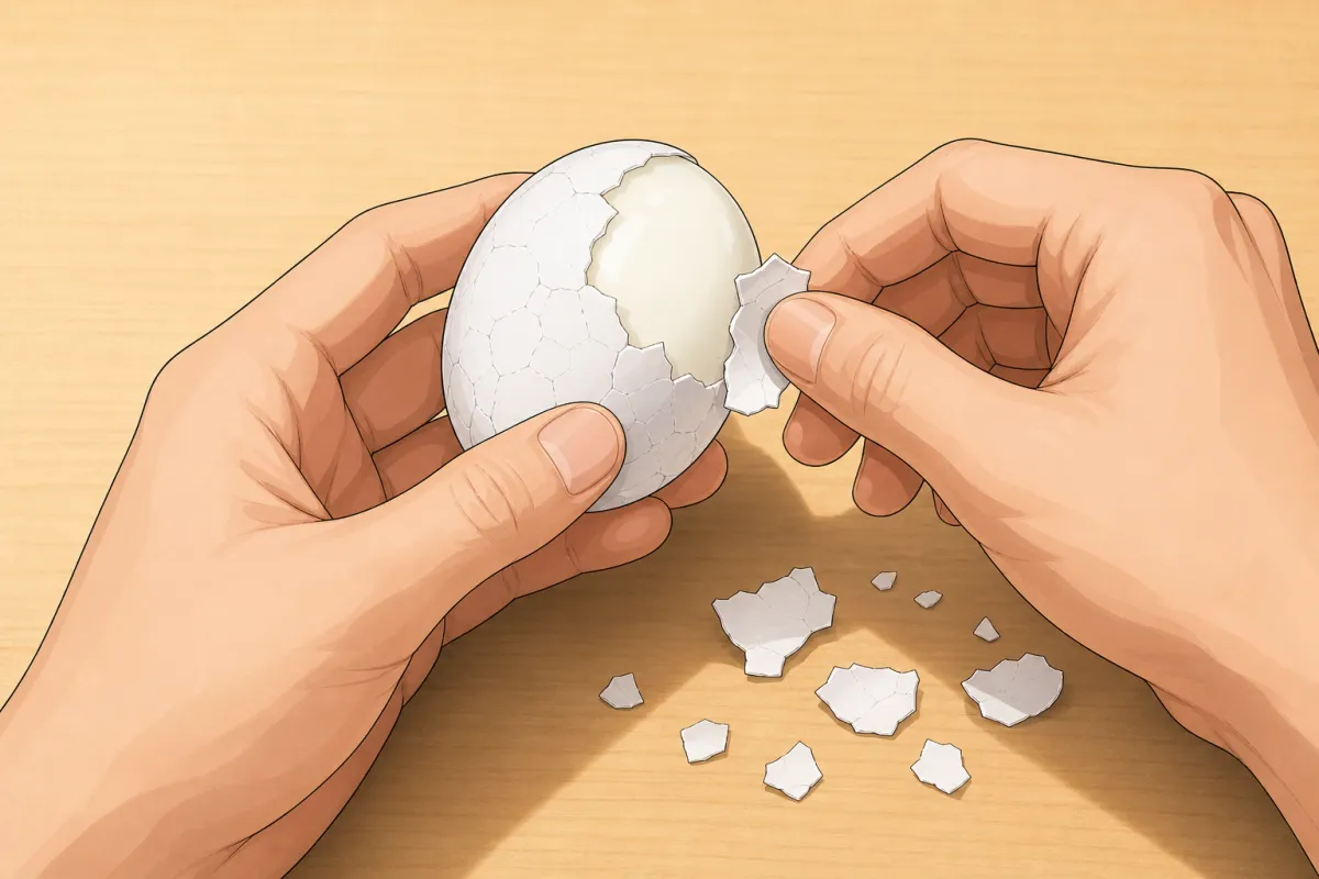 Once cool, tap all over and peel.