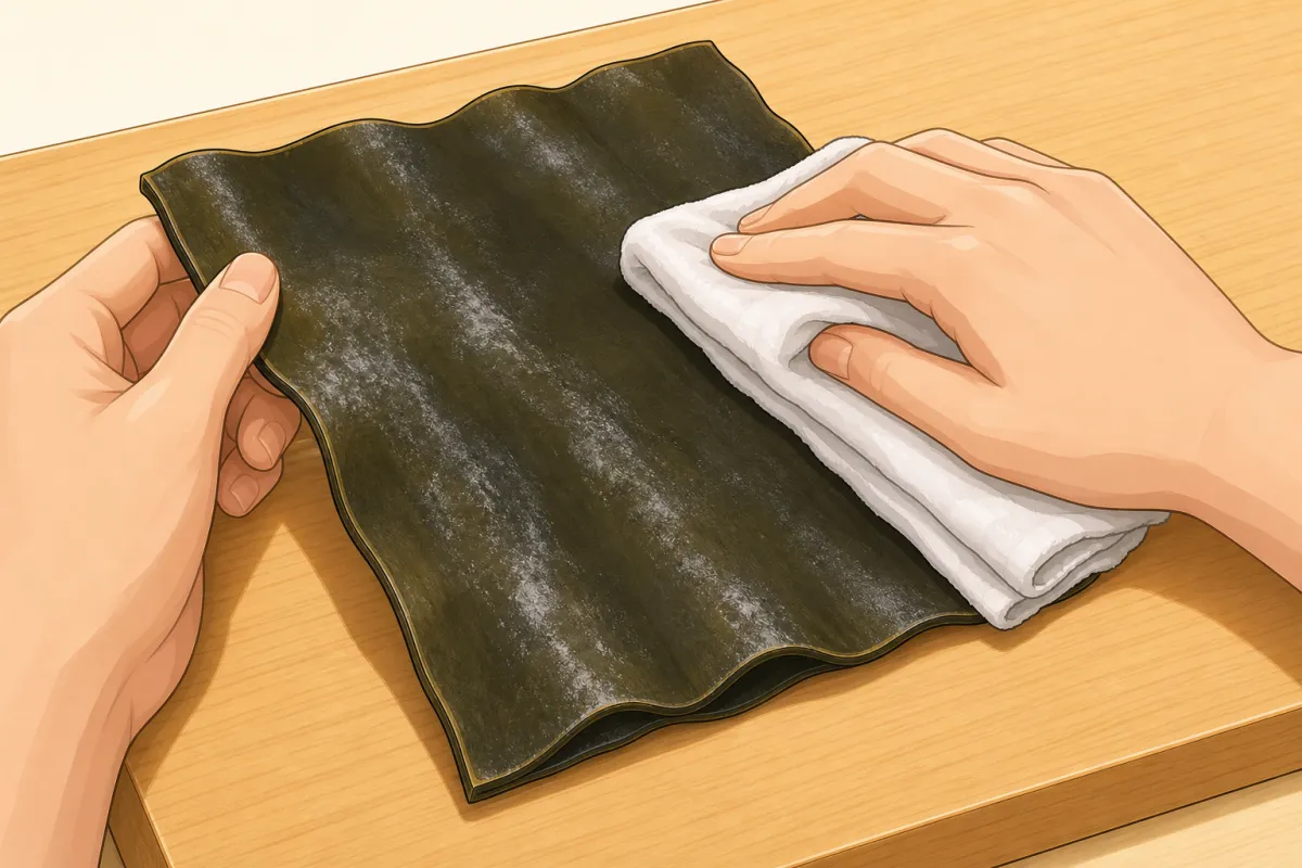 Wipe lightly with a damp cloth — don't wash it. The white powder is flavour.