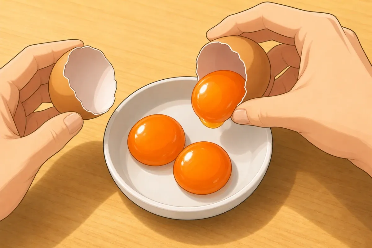 Separate the yolks gently; keep each one whole.