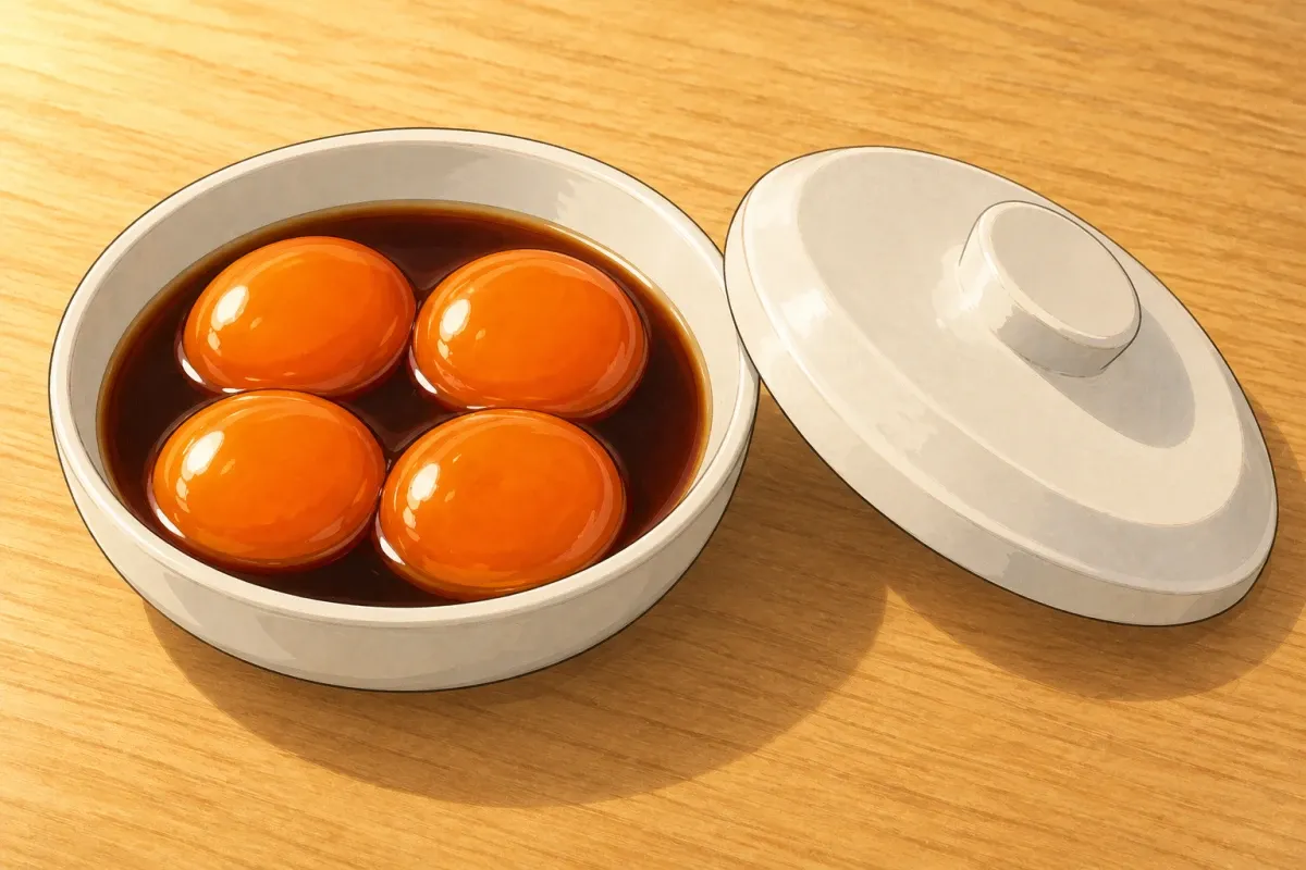 Soy-cure the egg yolks