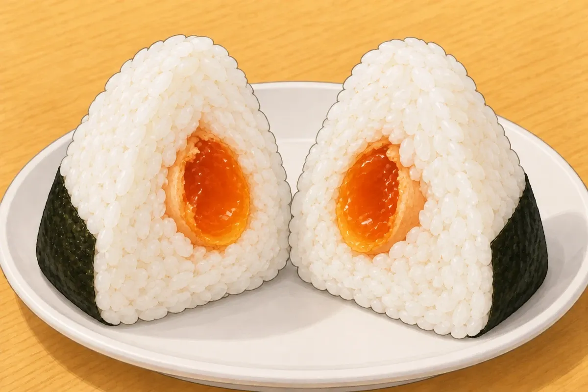 Soy-cured egg yolk (Bongo) onigiri