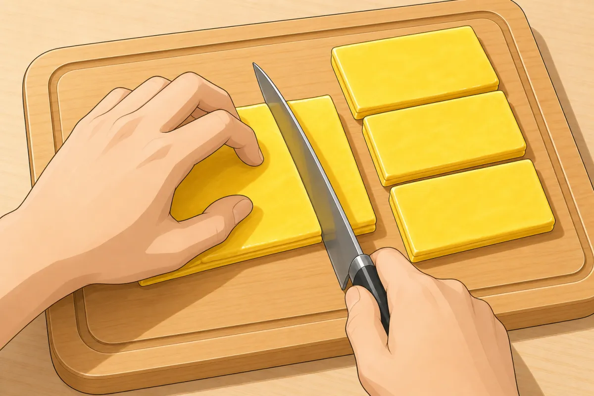 Cut it into 8 pieces the size of a slice.