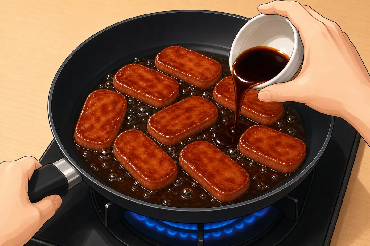 Pour in the sauce; cook 1–2 minutes, flipping once, until it's a thick shiny glaze.