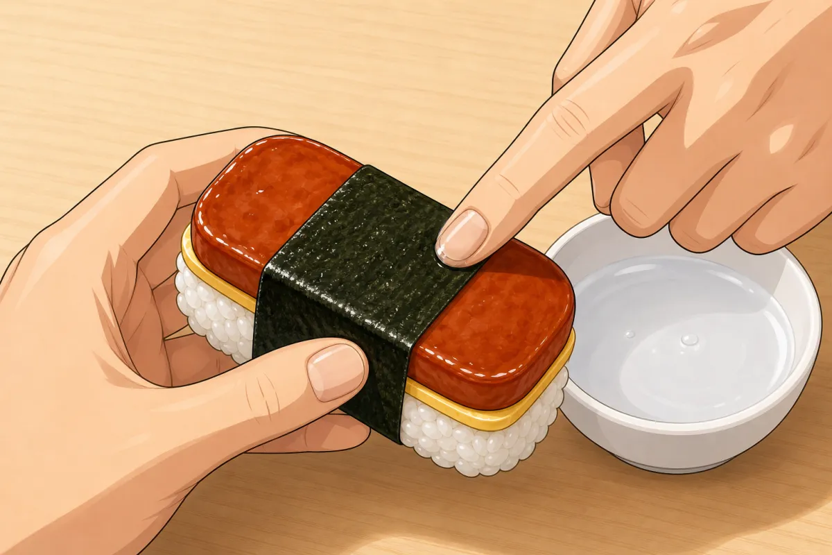 Dab water on the overlap to seal; seam side down.