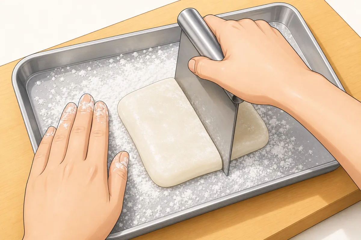 Cut into six with a dusted bench scraper.