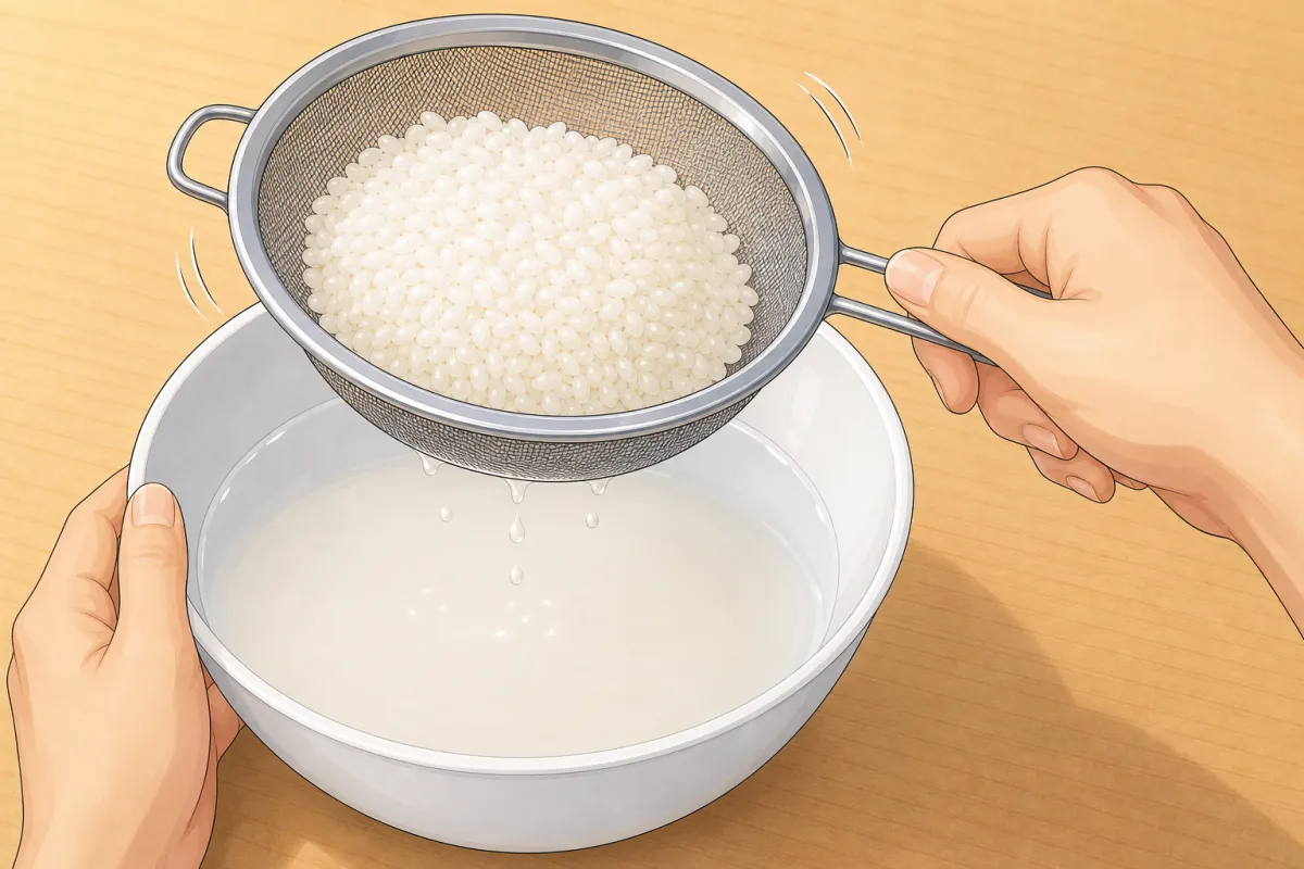 Shake the sieve to drain well.