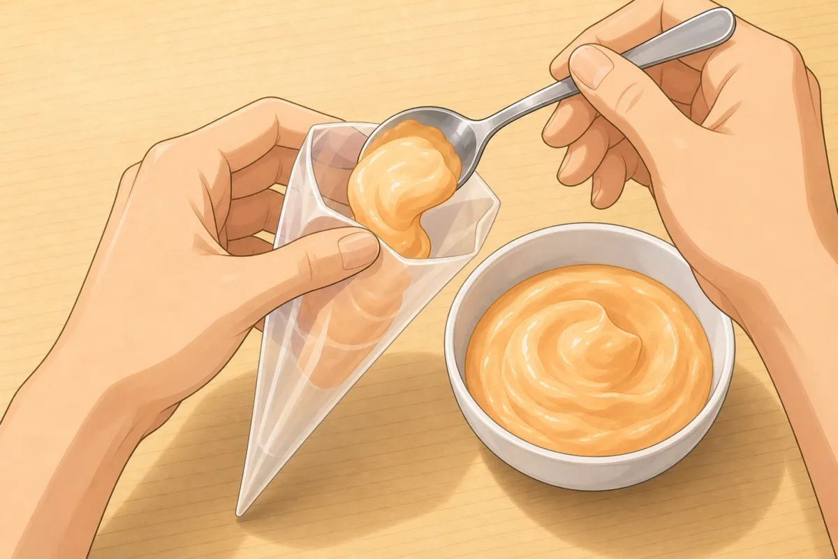 Spoon it into a small piping bag.