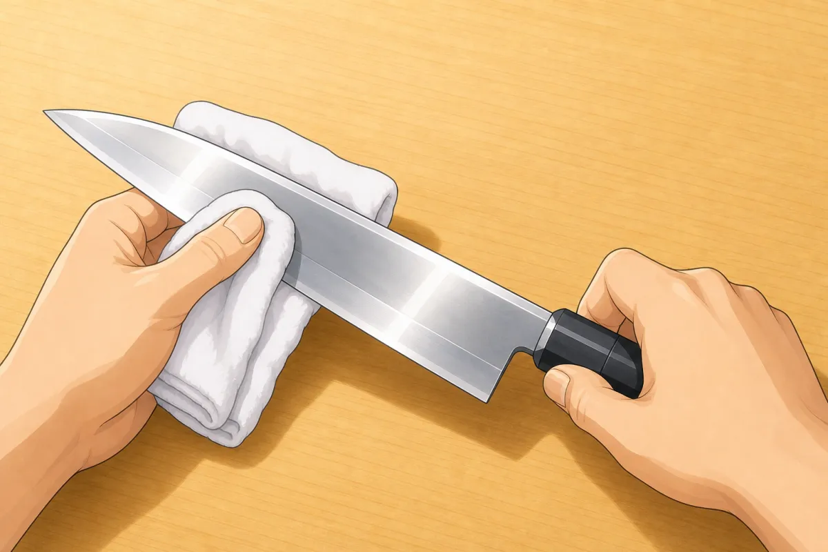 Wet the knife on a damp cloth.