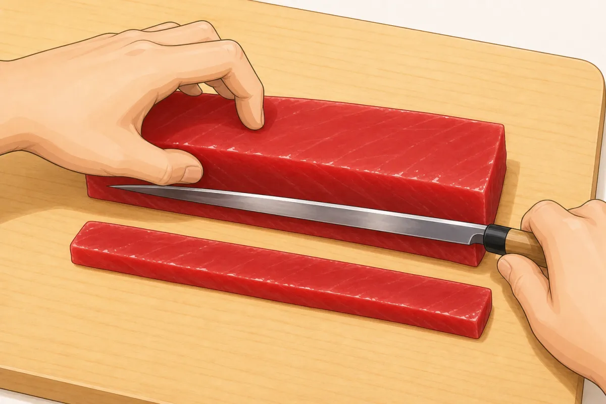 Cut the block into slabs about 1 cm thick.