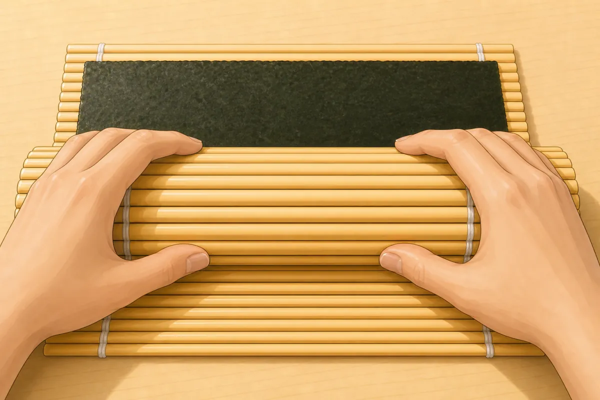 Leave the mat on and shape the roll with your fingers from outside it.