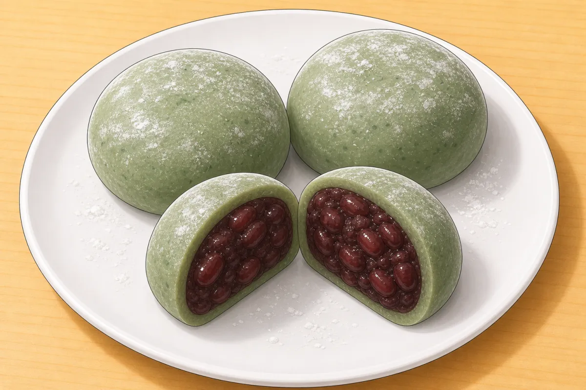 Yomogi daifuku (mugwort mochi)