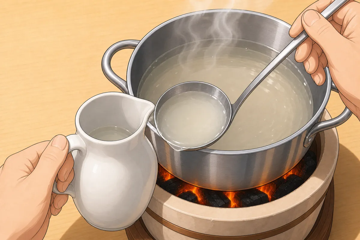 Save 1–1½ cups of the cooking water (sobayu) before draining.