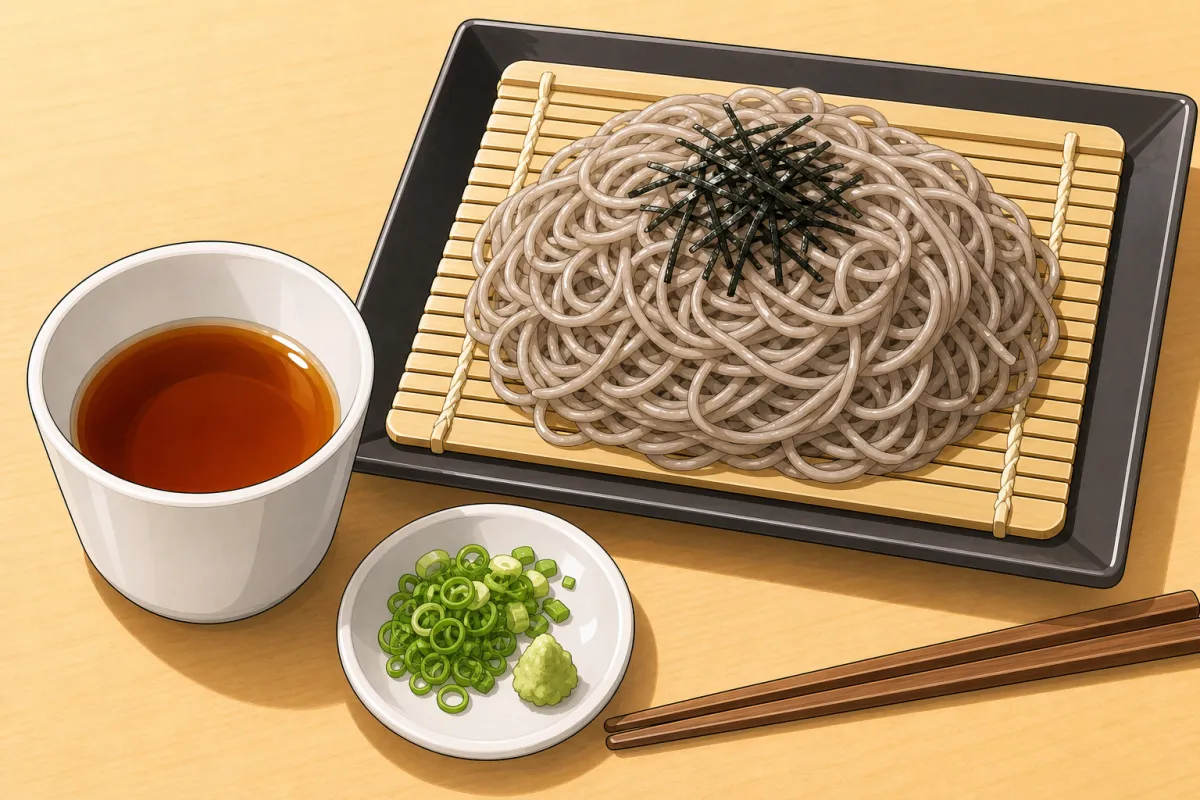 Zaru soba (cold soba, dipping sauce)