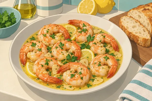 Tereyağlı karides (butter shrimp), garlic & chilli
