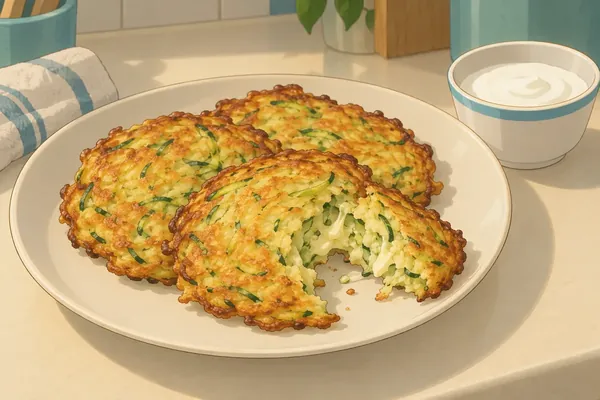 Kabak mücver (courgette fritters), dill & cheese